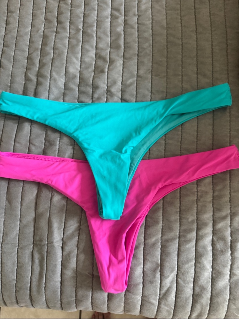 Roxy Bikini Thong Bottoms in Aqua and Hot Pink